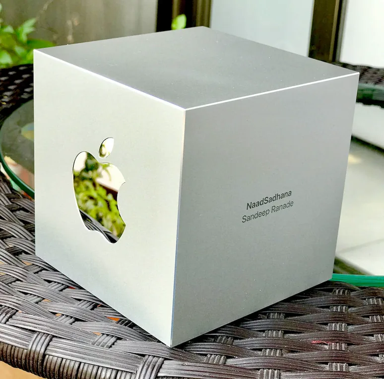The Apple Design Award cube engraved NaadSadhana, Sandeep Ranade
