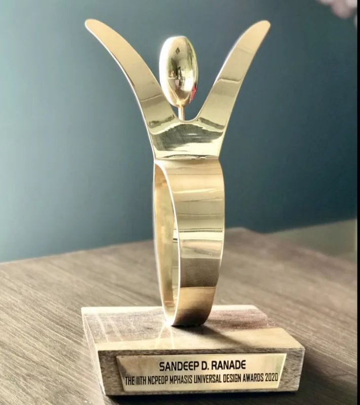 The NCPEDP Mphasis Universal Design Award trophy